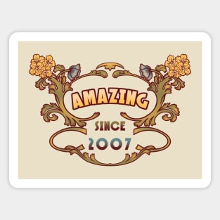 AMAZING SINCE 2007 retro vintage art nouveau birthday gift idea Magnet